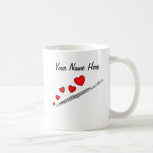 Flute With Hearts Flautist Woodwind Musician Custo Coffee Mug