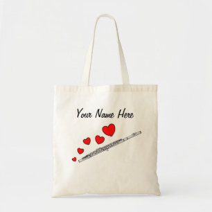 Flute With Hearts Flautist Woodwind Musician Custo Tote Bag