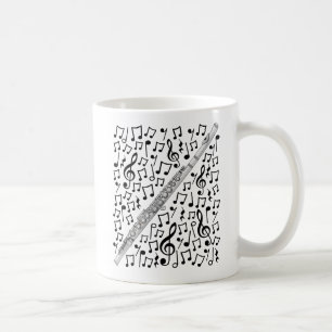 Flute With Musical Notes, Flautist Musician Coffee Mug