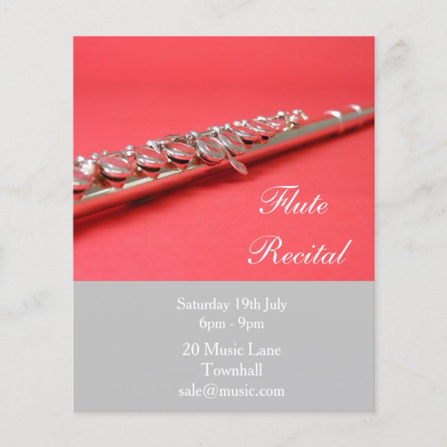 Flute woodwind instrument Recital music Flyer (Front)