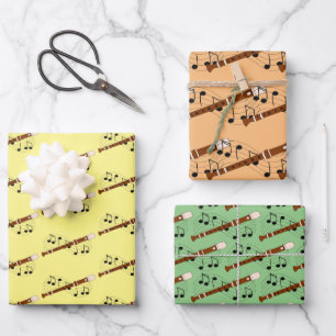 Flute Woodwind Musical Design  Wrapping Paper Sheet
