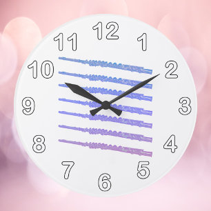 Flute Woodwind Pink Blue Purple Numbers Large Clock