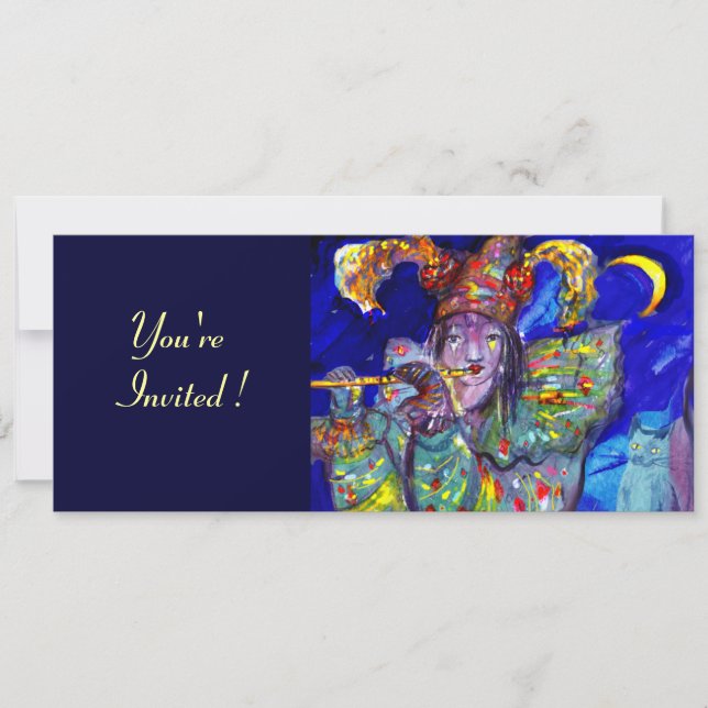 FLUTIST IN BLUE Party Programme Invitation (Front)