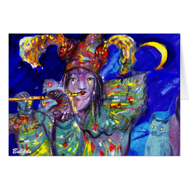 FLUTIST IN BLUE / Venetian Carnival Night (Front Horizontal)