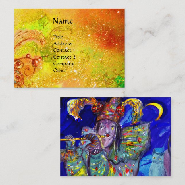 FLUTIST IN BLUE / Venetian Carnival Night Business Card (Front/Back)