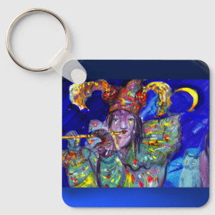 FLUTIST IN BLUE / Venetian Carnival Night Key Ring