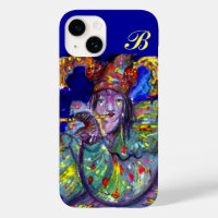 FLUTIST IN BLUE / Venetian Carnival Night Monogram