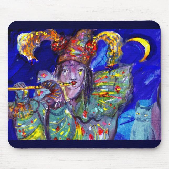 FLUTIST IN BLUE / Venetian Carnival Night Mouse Pad (Front)