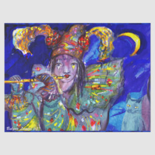 FLUTIST IN BLUE / Venetian Carnival Night Tissue Paper