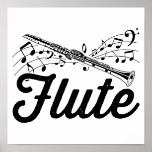 Flutist Musician   Flute Orchestra Gift Idea Poster