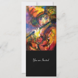 FLUTIST PORTRAIT Masquerade Party Programme Invitation