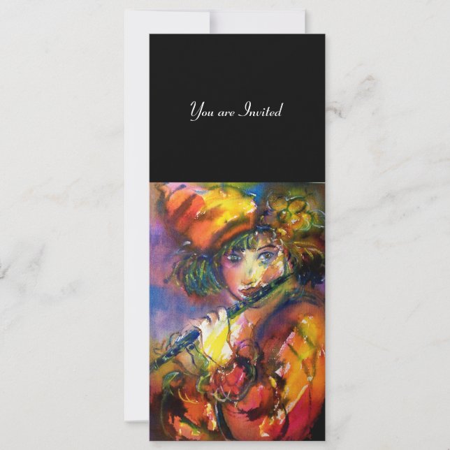 FLUTIST PORTRAIT / Venetian Masquerade Invitation (Front)