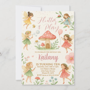 Flutter and Play Fairy Birthday Invitation