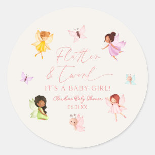 Flutter and Twirl Enchanted Fairy Baby Shower Classic Round Sticker