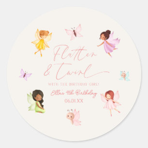 Flutter and Twirl Enchanted Fairy Birthday Party Classic Round Sticker