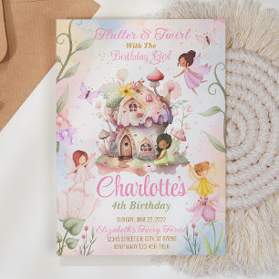 Flutter and Twirl Fairy Birthday Invitation