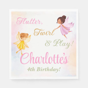 Flutter and Twirl Fairy Birthday Party Napkins