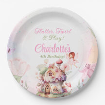 Flutter and Twirl Fairy Birthday Party Plates
