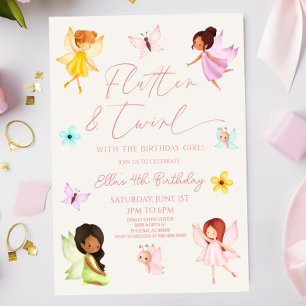 Flutter and Twirl Fairy Enchanted Birthday Party Invitation