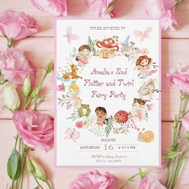 Flutter and Twirl Fairy Garden Birthday Invitation (Creator Uploaded)
