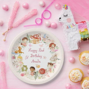 Flutter and Twirl Fairy Garden Birthday Paper Plate