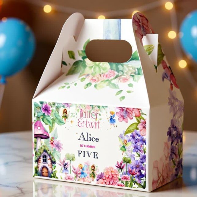 Flutter and twirl Fairy garden watercolor birthday Favour Box (Creator Uploaded)