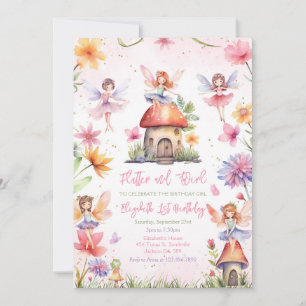 Flutter And Twirl Fairy Girl Birthday Invitation