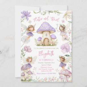 Flutter And Twirl Fairy Girl Birthday Invitation