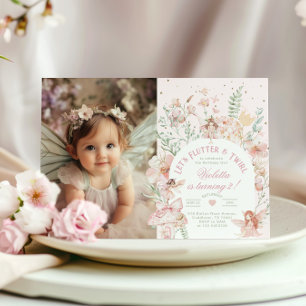 Flutter and Twirl Fairy princess Any Age BIrthday Invitation