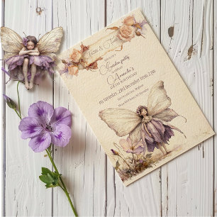 Flutter and Twirl Flower fairy girl Birthday Invitation