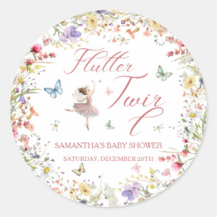 Flutter and Twirl Magical Wings Baby Shower Classic Round Sticker