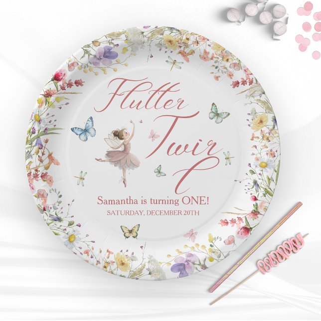 Flutter and Twirl Magical Wings First Birthday Paper Plate (Flutter and Twirl Magical Wings First Birthday Paper Plates)