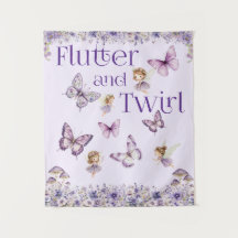 Flutter and Twirl Purple Fairy Party Backdrop 