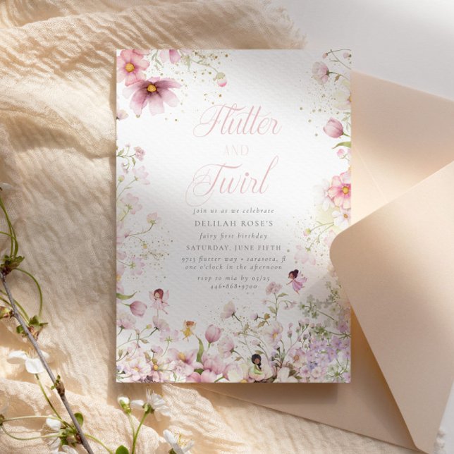 Flutter and Twirl Whimsical Magical Girls Birthday Invitation (Creator Uploaded)