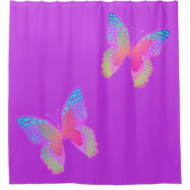 Flutter-byes (violet) shower curtain (Front)