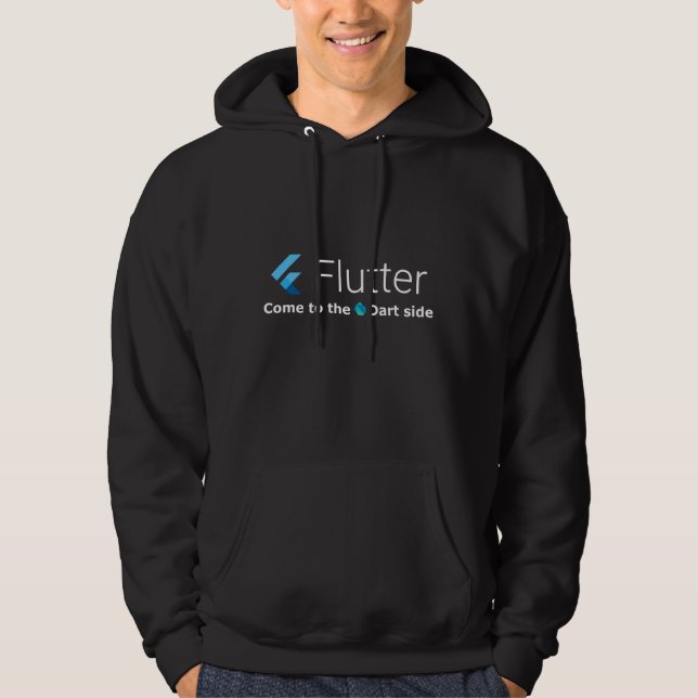 Flutter: Come to the Dart side (dark hoodie) Hoodie (Front)