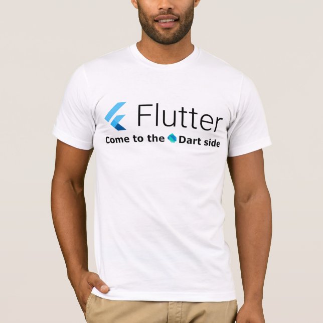Flutter: Come to the Dart side (light shirts) T-Shirt (Front)