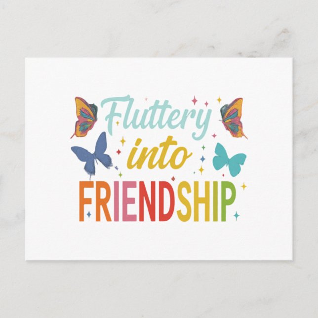 Flutter into Friendship  Invitation Postcard (Front)