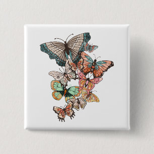 Flutter into Spring 15 Cm Square Badge