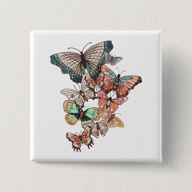 Flutter into Spring  15 Cm Square Badge (Front)
