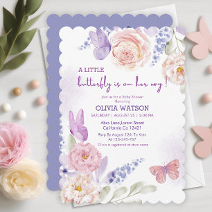 Flutter of love pastel Butterfly Girl Baby Shower Invitation