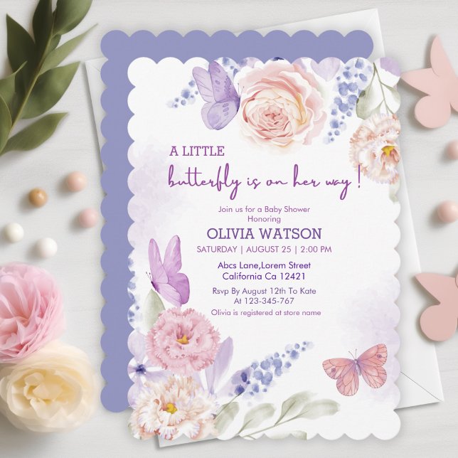 Flutter of love pastel Butterfly Girl Baby Shower  Invitation (Creator Uploaded)