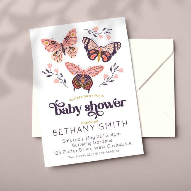 Flutter On Over Butterfly Baby Shower Invitation (Creator Uploaded)
