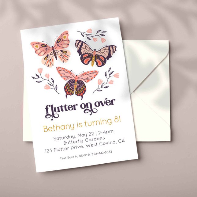 Flutter On Over Butterfly Birthday Invitation (Creator Uploaded)