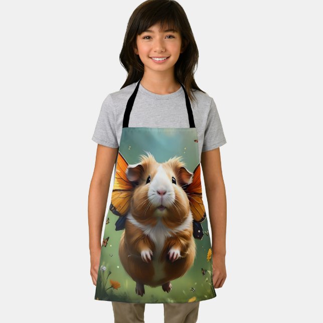 "Flutter Paws: The Guinea Pig Takes Flight" Apron (Insitu)