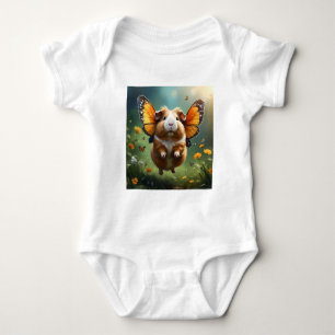 "Flutter Paws: The Guinea Pig Takes Flight" Baby Bodysuit