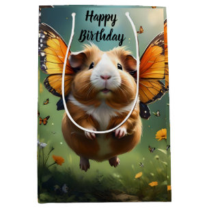 "Flutter Paws: The Guinea Pig Takes Flight" Medium Gift Bag