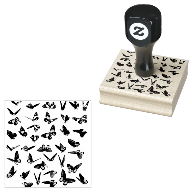Flutter Swarm of Butterfly Rubber Stamp (Stamped)