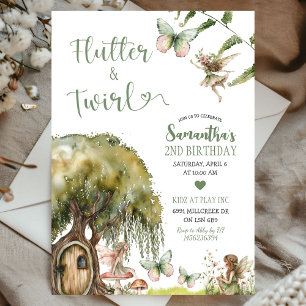 Flutter & Twirl Enchanted Forest Fairy Birthday Invitation