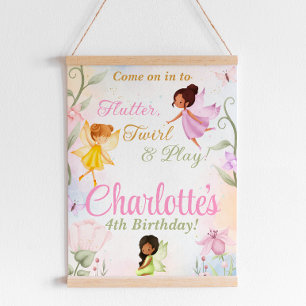 Flutter & Twirl Fairy Birthday Party Welcome Sign